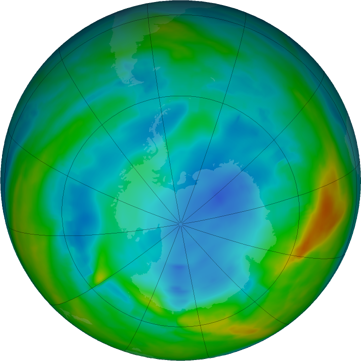 Antarctic ozone map for 17 July 2017